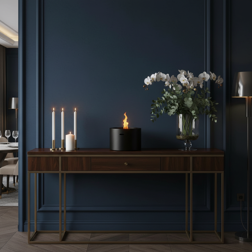 Vrijstaande bio-ethanol haard MOON MINI mat zwart