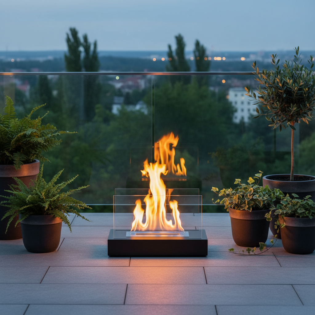 Vrijstaande bio-ethanol haard GLOW structuur mat zwart