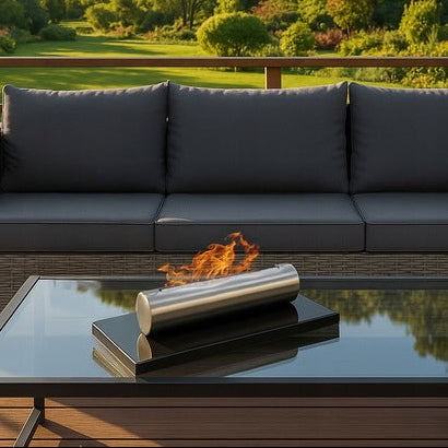 Vrijstaande bio-ethanol haard STAINLESS hoogglans zwart