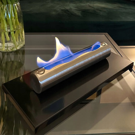 Vrijstaande bio-ethanol haard STAINLESS hoogglans zwart