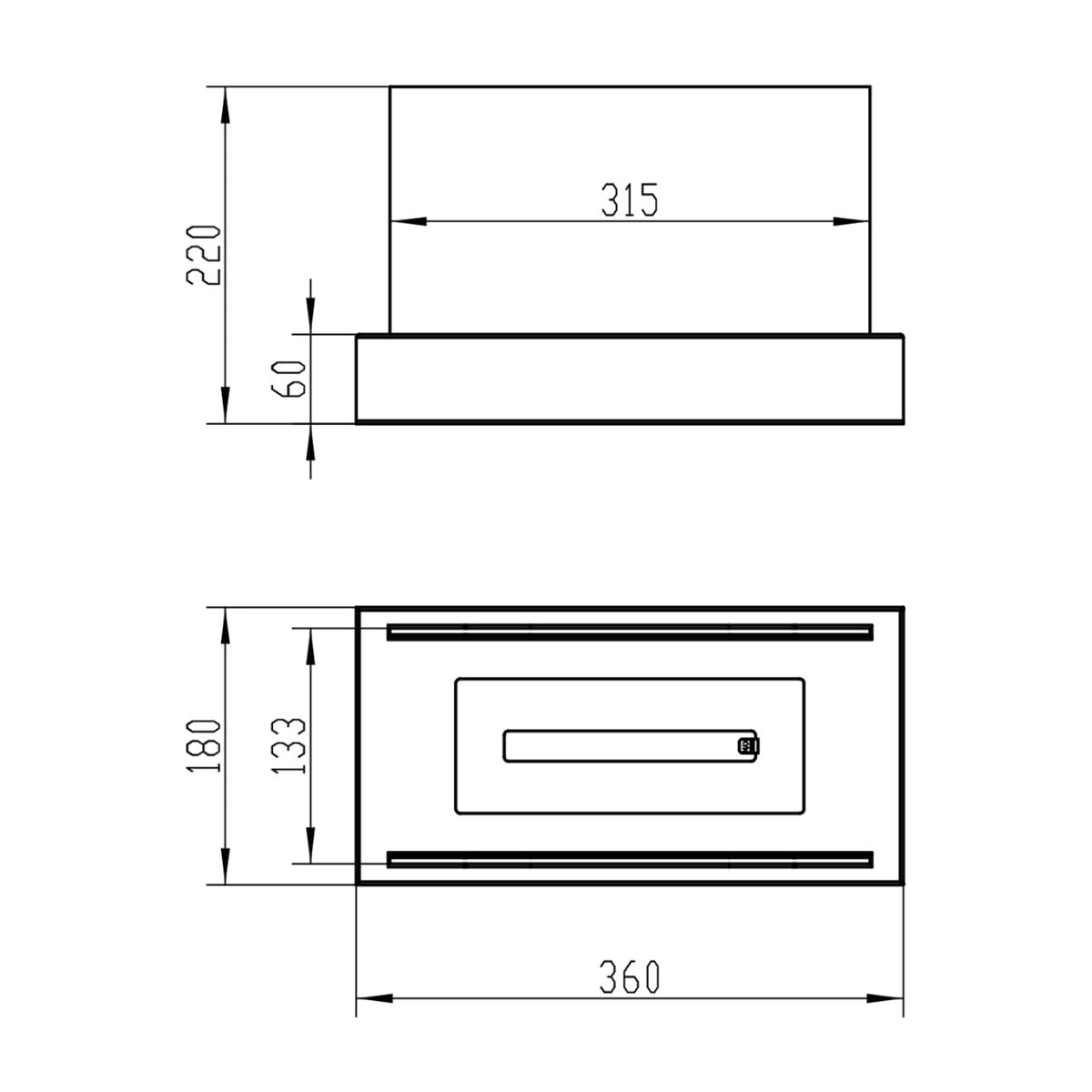 Vrijstaande bio-ethanol haard GLOW structuur mat zwart