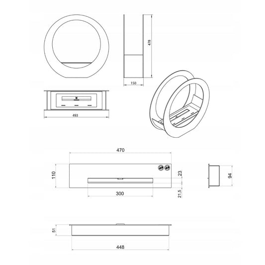Vrijstaande bio-ethanol haard ONLY mat zwart