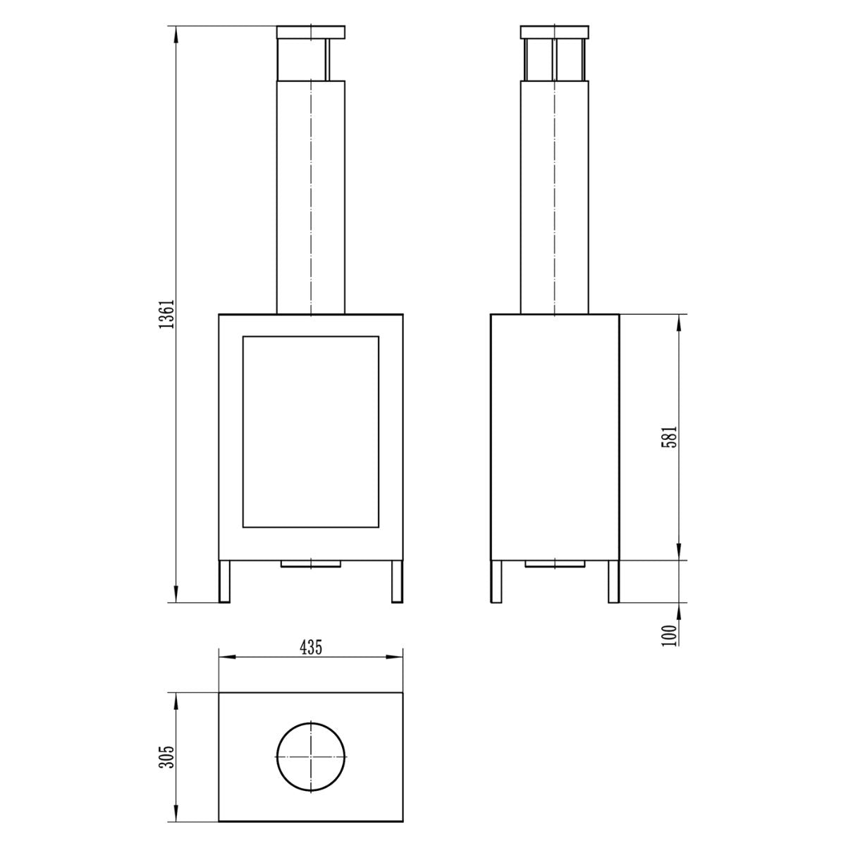 Vrijstaande bio-ethanol haard KOZEN mat zwart