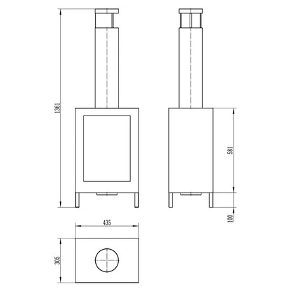 Vrijstaande bio-ethanol haard KOZEN mat zwart