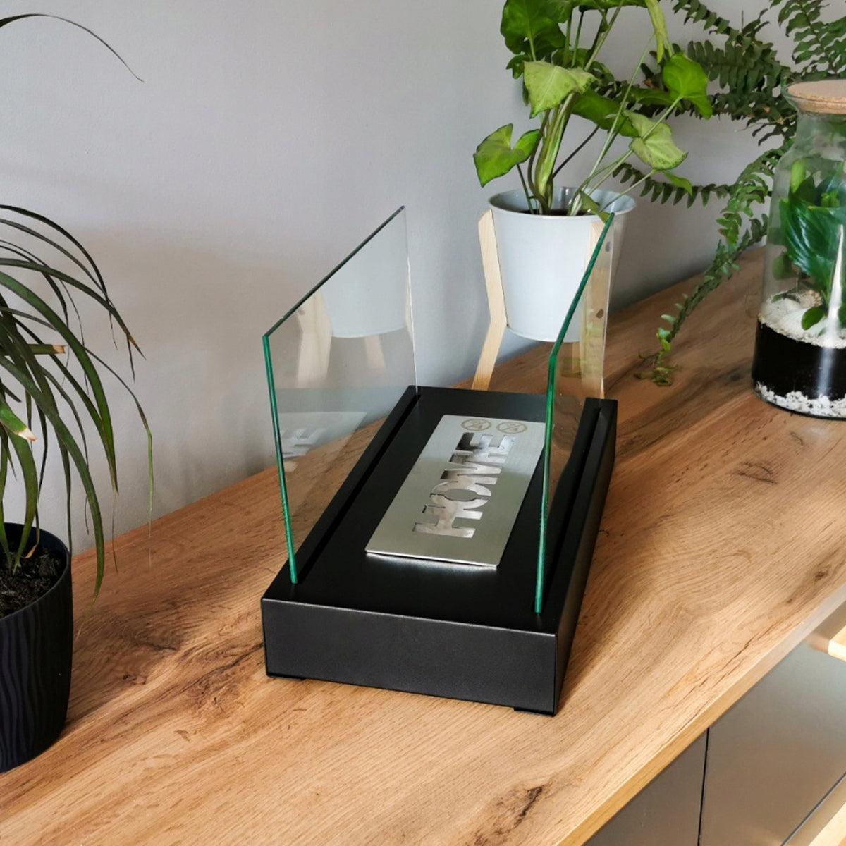 Vrijstaande bio-ethanol haard HOME structuur mat zwart