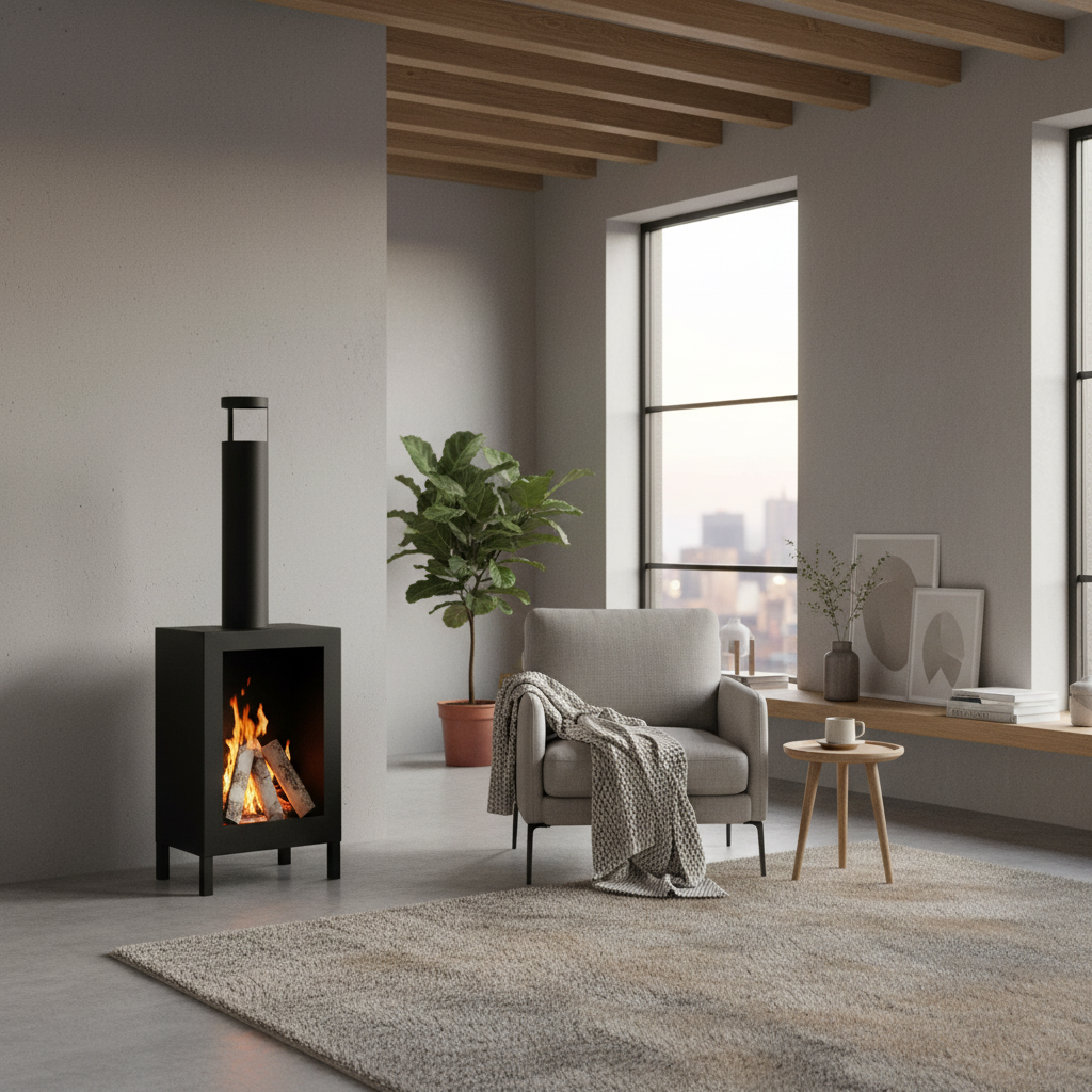 Vrijstaande bio-ethanol haard KOZEN mat zwart