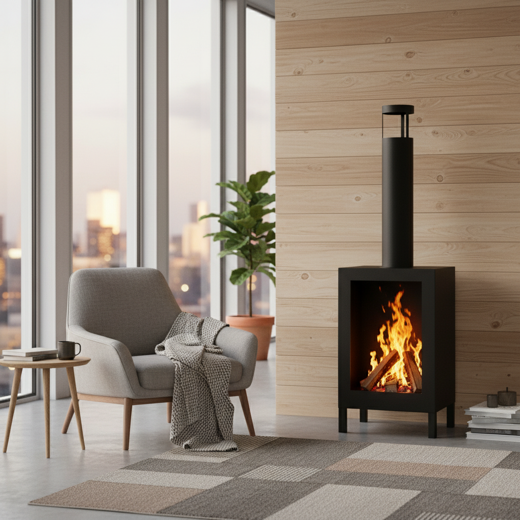 Vrijstaande bio-ethanol haard KOZEN mat zwart