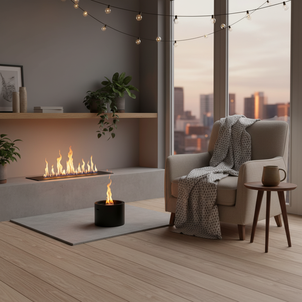 Vrijstaande bio-ethanol haard MOON MINI mat zwart