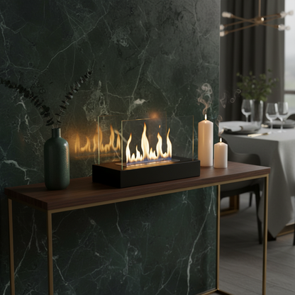 Vrijstaande bio-ethanol haard GLOW structuur mat zwart