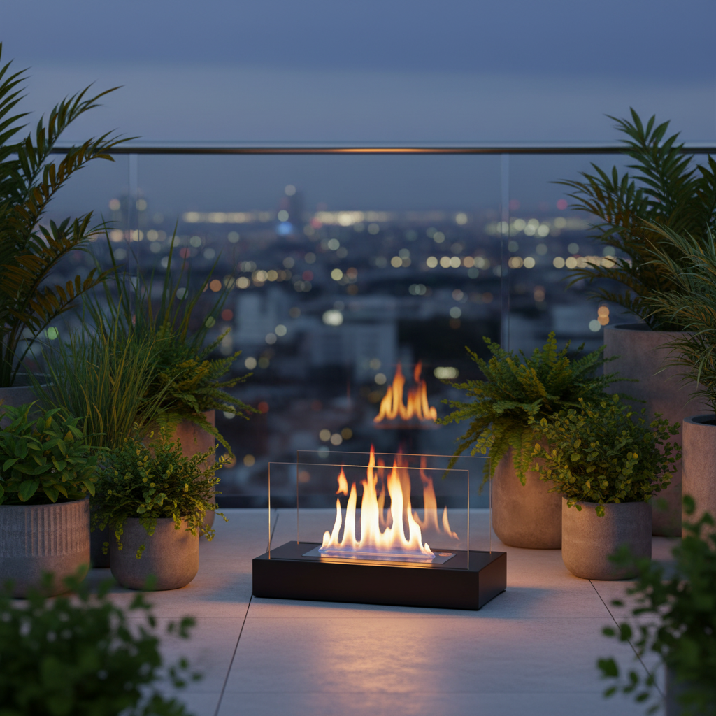 Vrijstaande bio-ethanol haard GLOW structuur mat zwart